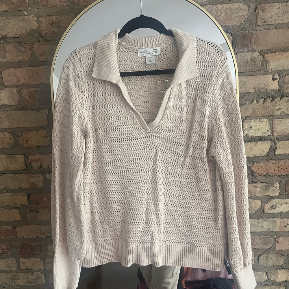 Rachel Zoe Loose knit cream collared sweater